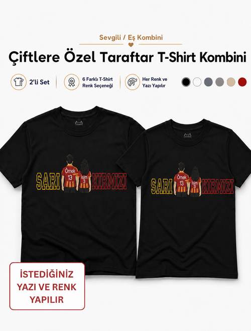 2'li Set Çiftlere Özel Taraftar Nakışı Tasarım + Yazılı
