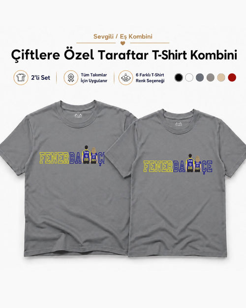 2'li Set Çiftlere Özel Taraftar Nakışı Tasarım + Takım İsmi