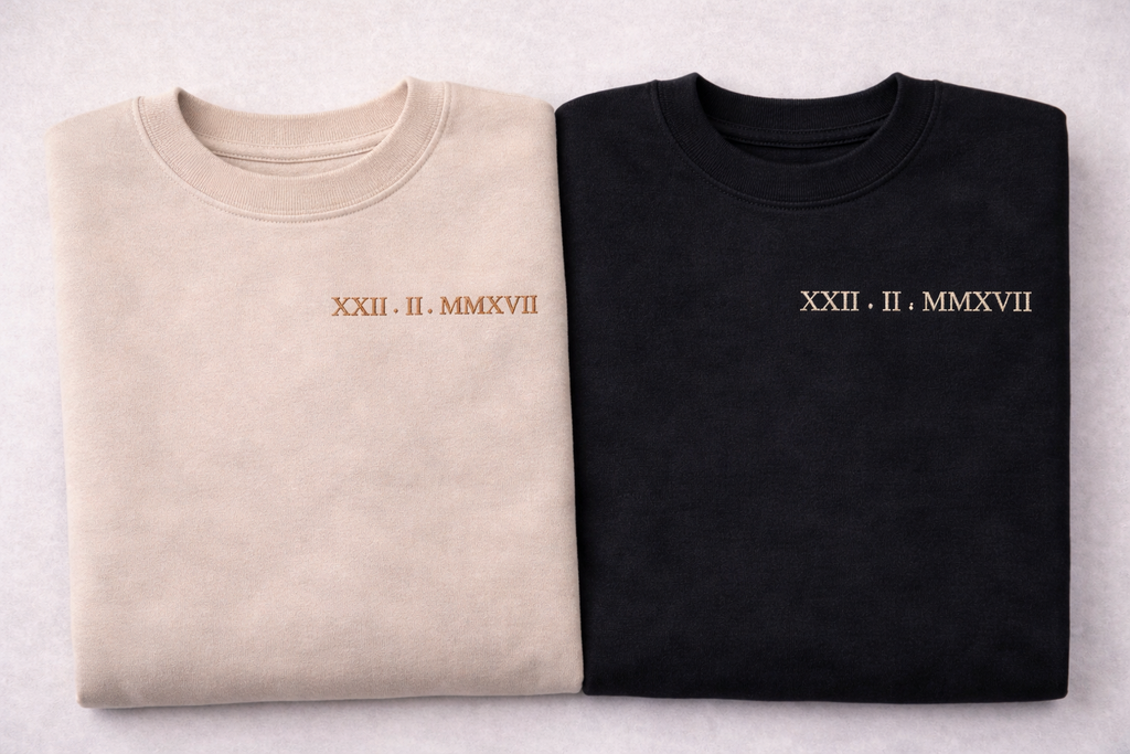 İsim & Roma Tarihli Nakış T-Shirt, Sweatshirt