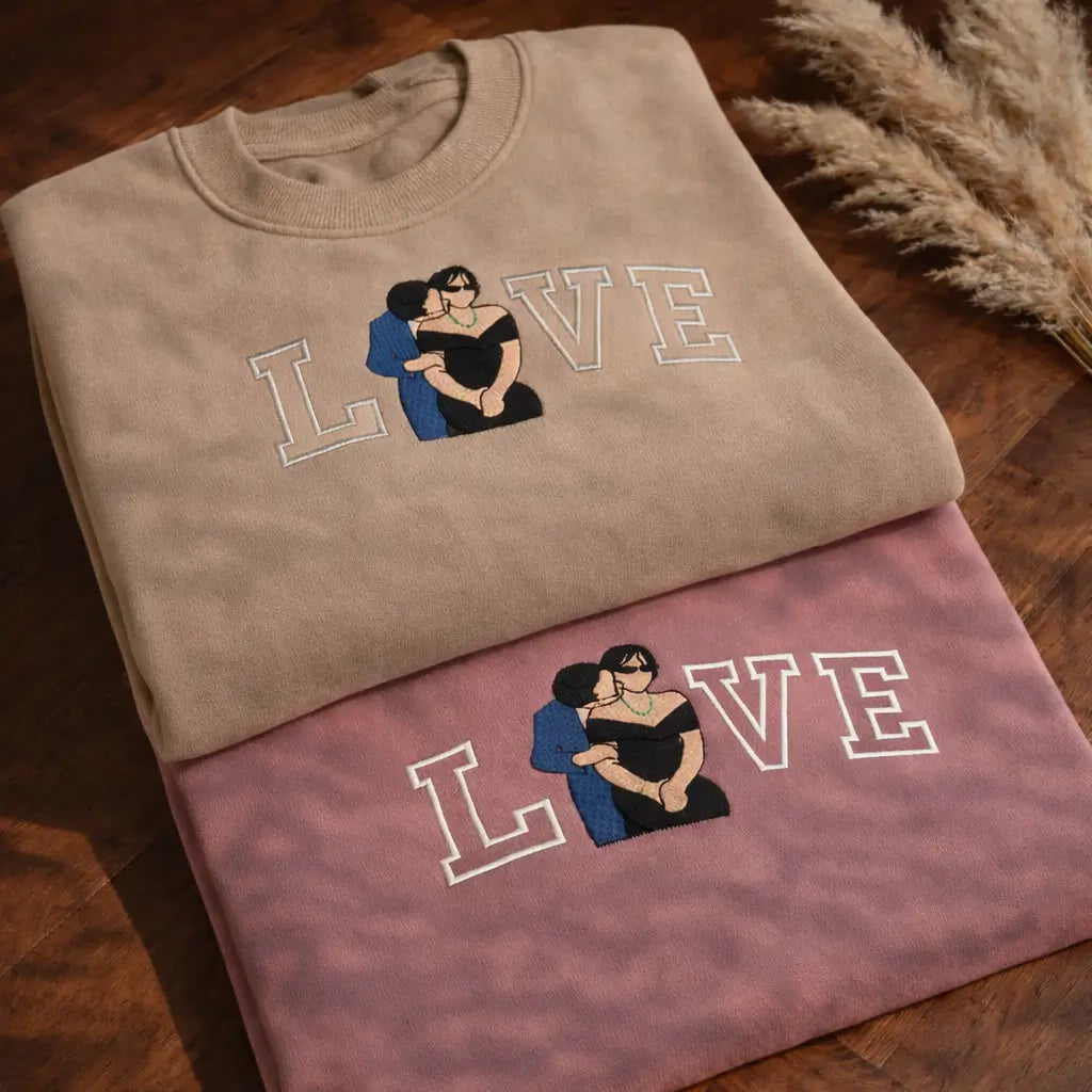 Fotoğraftan LOVE Temalı Çift Nakış