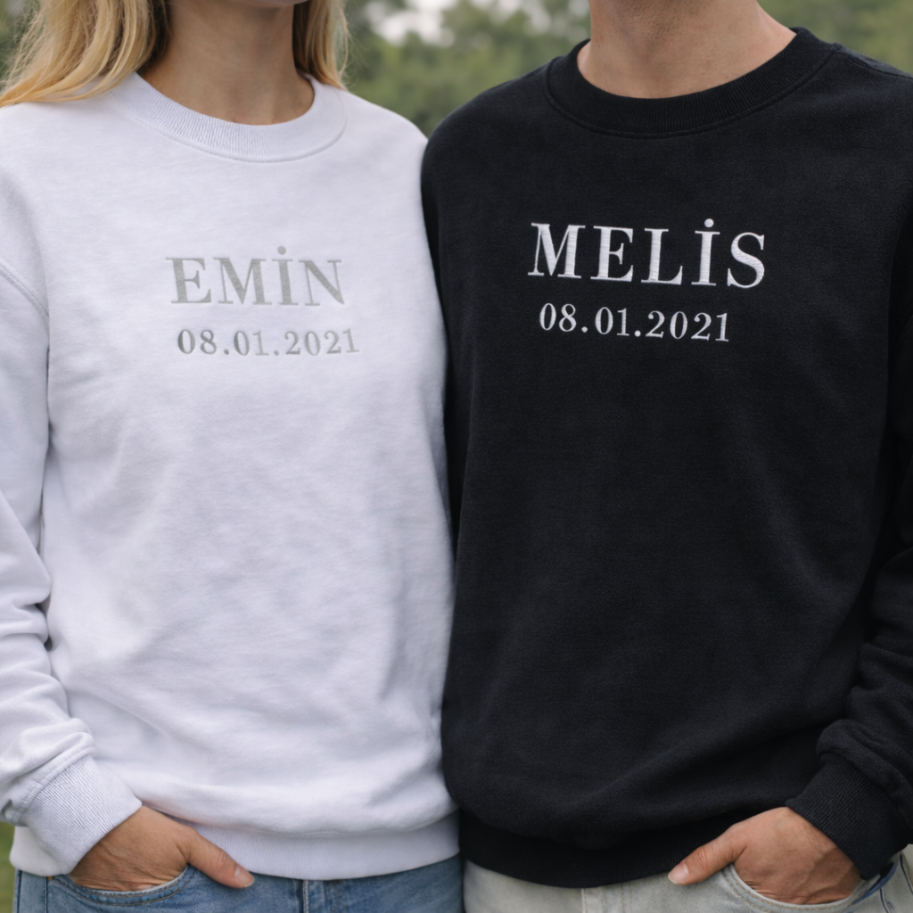 İsim & Roma Tarihli Nakış T-Shirt, Sweatshirt