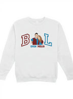Beyaz sweatshirt - BL harfli çift portresi nakış tasarımı