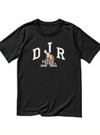 Siyah t-shirt - DJR harfli çift portresi nakış tasarımı