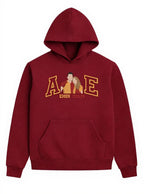 Bordo hoodie - AE harfli çift portresi nakış tasarımı