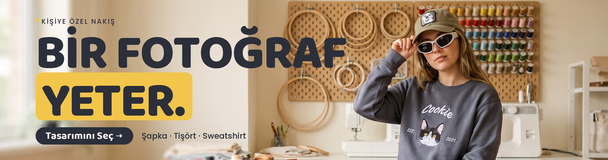 Bir fotoğraf yeter: şapka, tişört ve sweatshirt nakışı